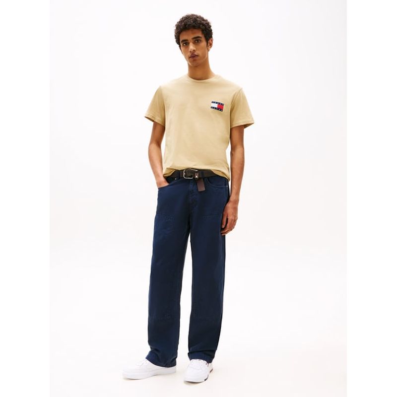 TOMMY HILFIGER - Camiseta beige de corte slim con logo Tommy Jeans