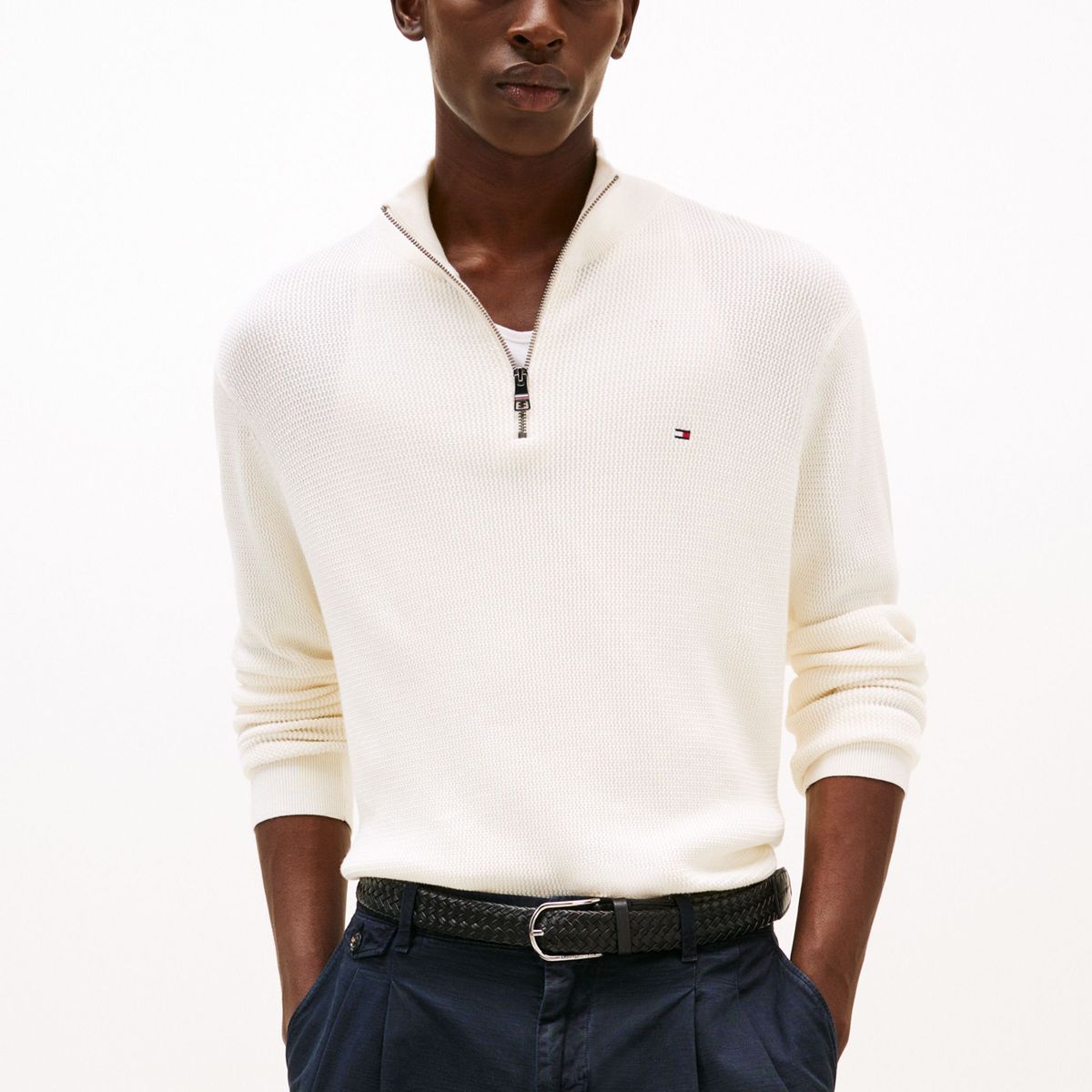 TOMMY HILFIGER - Saco blanco texturizado con cremallera Tommy Hilfiger