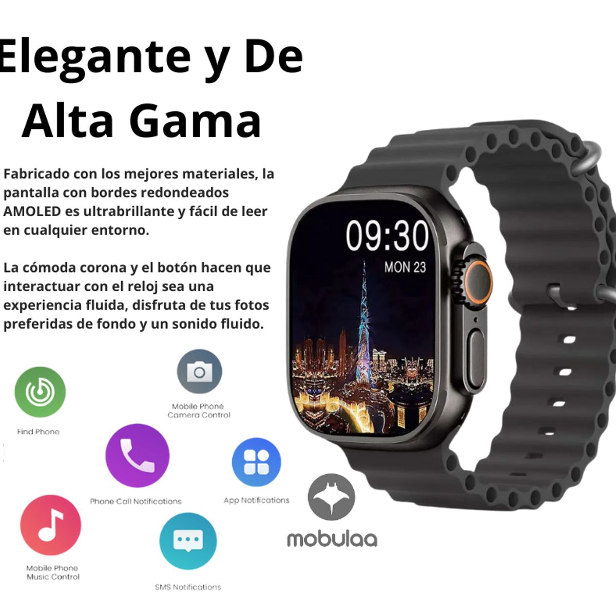 MOBULA - Reloj Inteligente H10 Ultra Plus Pantalla AMOLED - Naranja