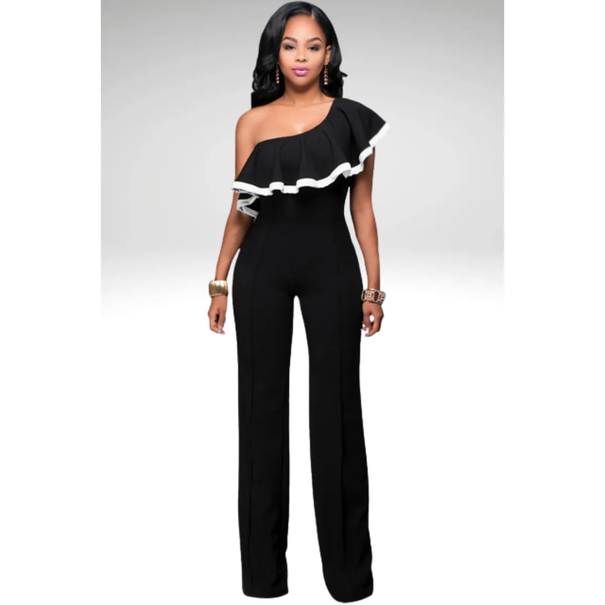 NEGRELI - ENTERIZO DE MUJER FORMAL CASUAL DE UN HOMBRO REF-1029