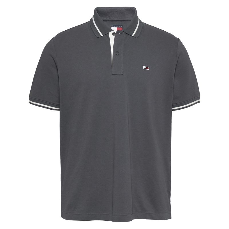 TOMMY HILFIGER - Polo negro de corte regular con logo Tommy Jeans