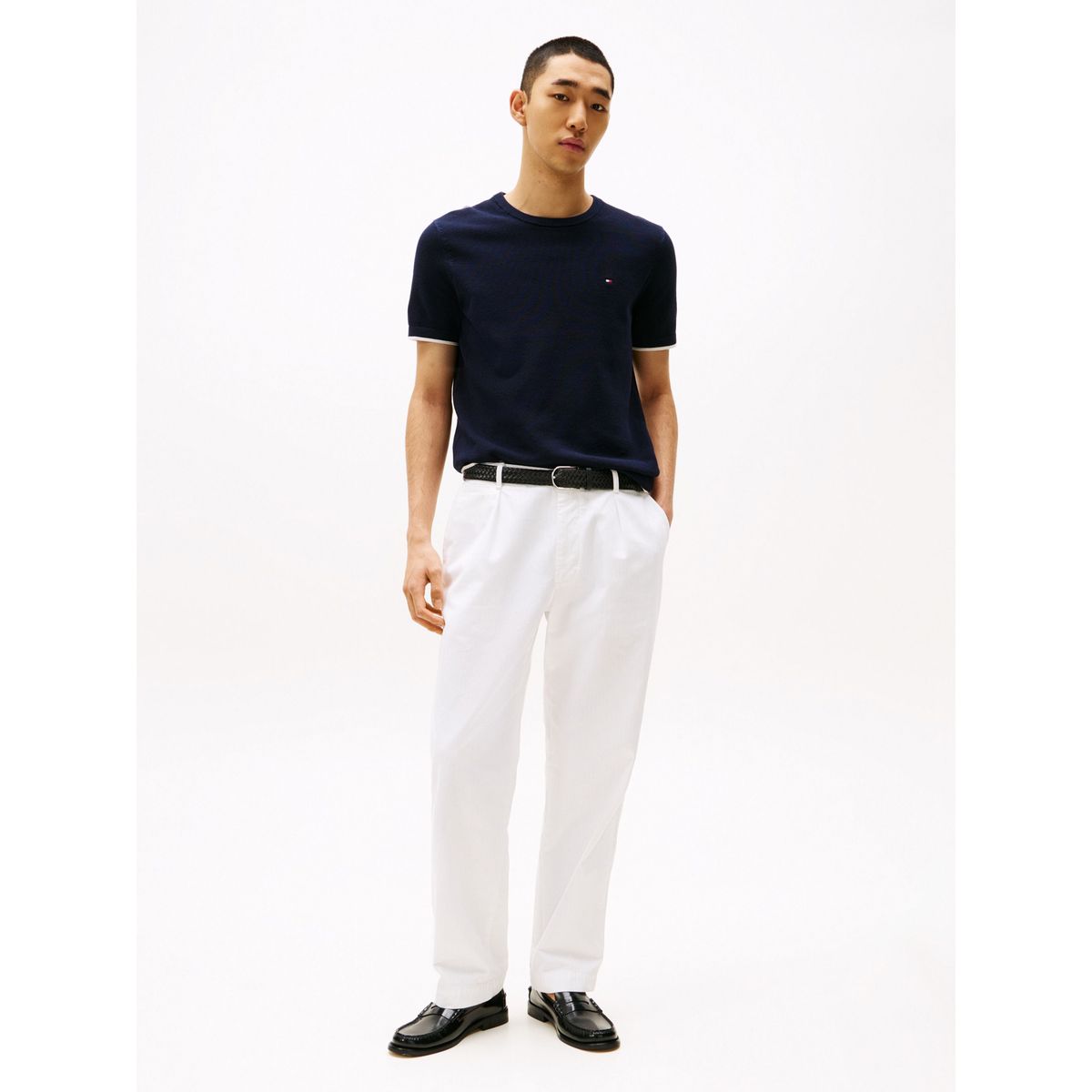 TOMMY HILFIGER - Camiseta azul de cuello redondo con logo Tommy Hilfiger