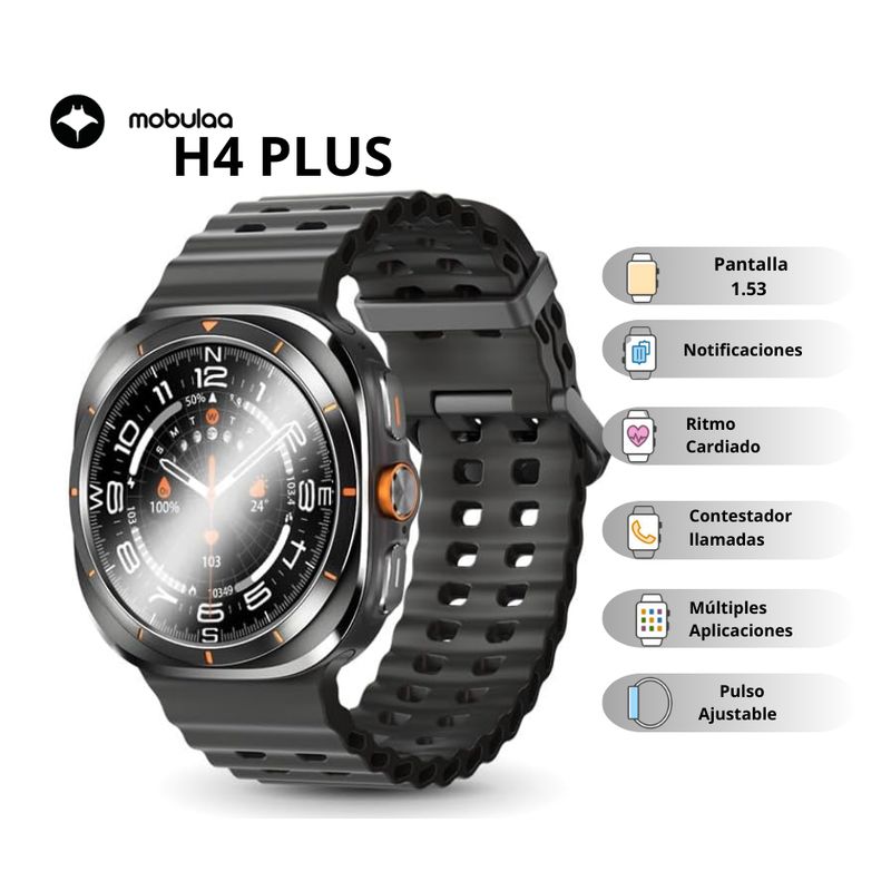 MOBULA - Reloj Inteligente Mobulaa MS Ultra 1 Diseño Deportivo Negro