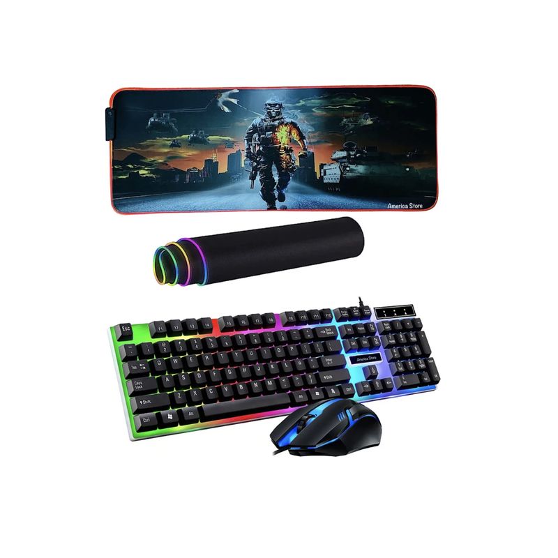 GENERICO - Combo Pad Mouse Rgb 80cm X 30cm + Teclado Y Mouse Gamer G02