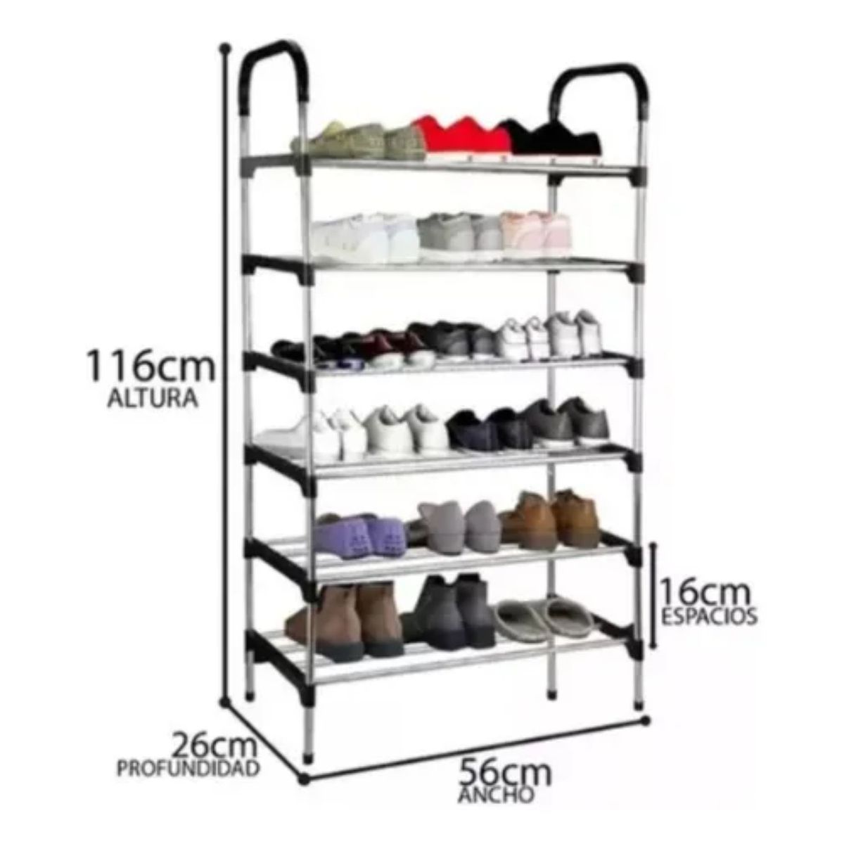 GENERICO - Organizador Zapatero Metálico 6 Niveles Shoe Rack