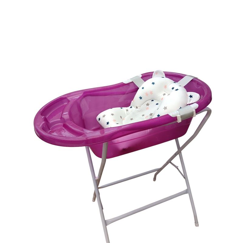 PRODEHOGAR - Bañera o tina para bebe con cojin o malla  y base metalico