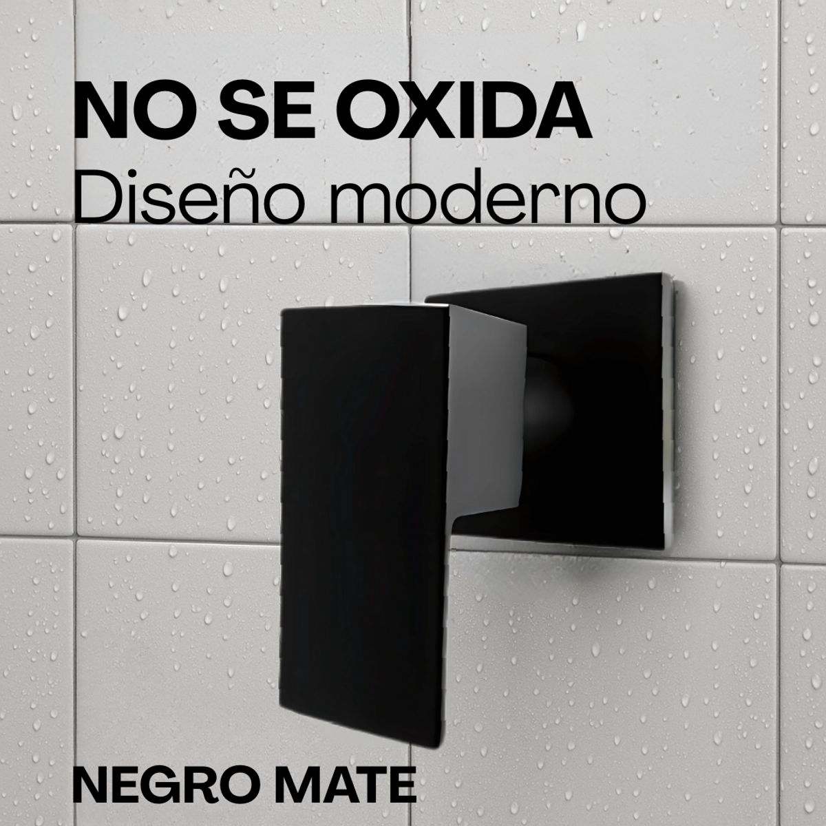 AMERICAN GENERICS - Llave Manija Para Ducha Color Negro en Acero con Vastago Embolo Universal