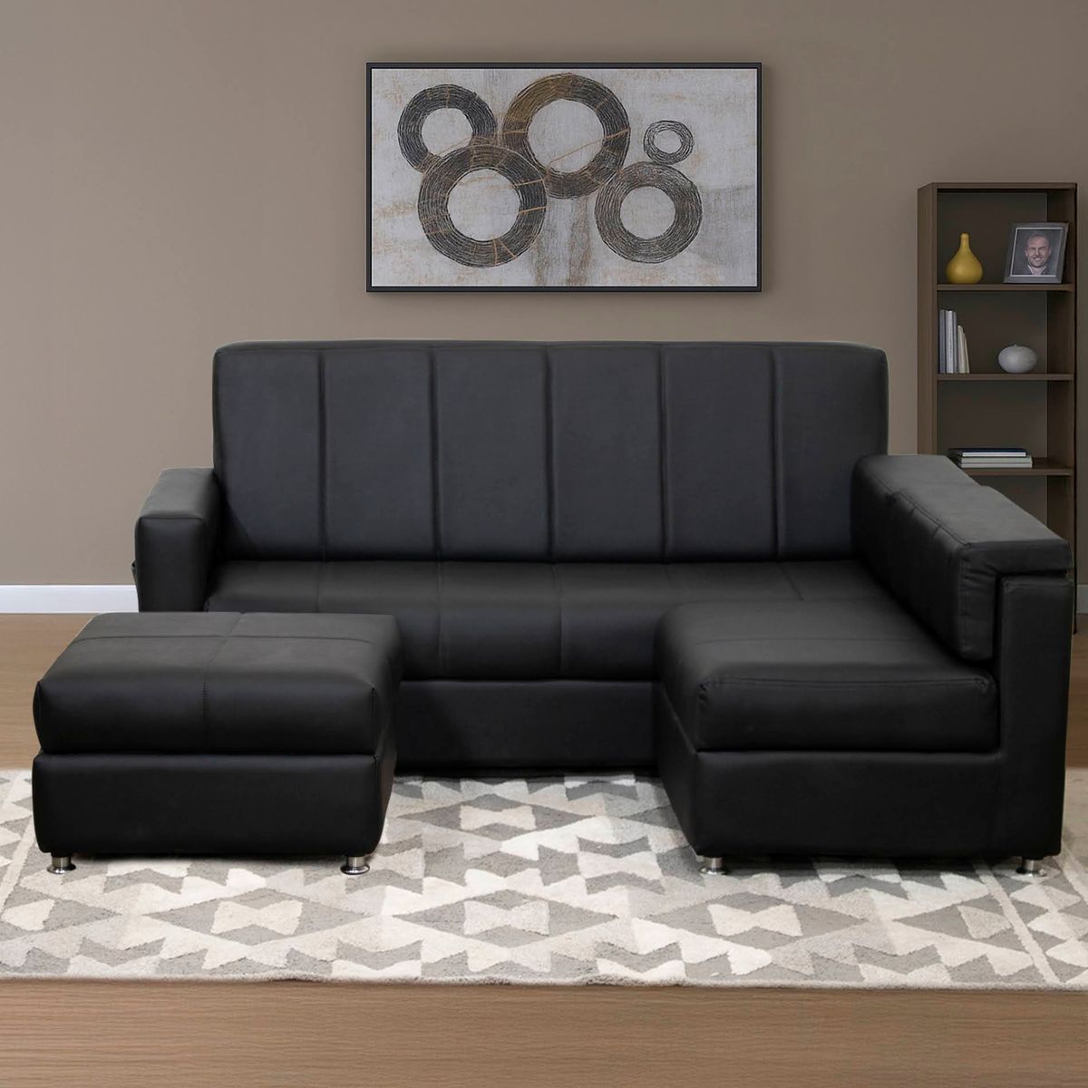 GENERICO - Juego de Sala Arrecife Sintético Negro 5 Puestos Amaika