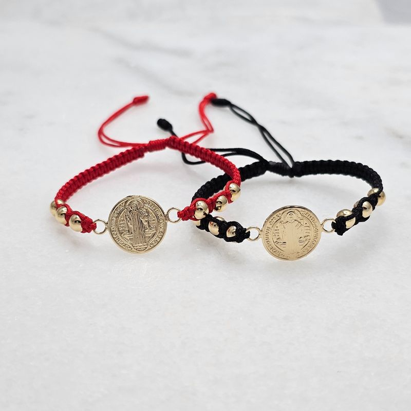 DIBESENSI JOYERIA - PULSERA  BALIN LISO 5MM Y SAN BENITO 11MM EN ORO LAMINADO 18K