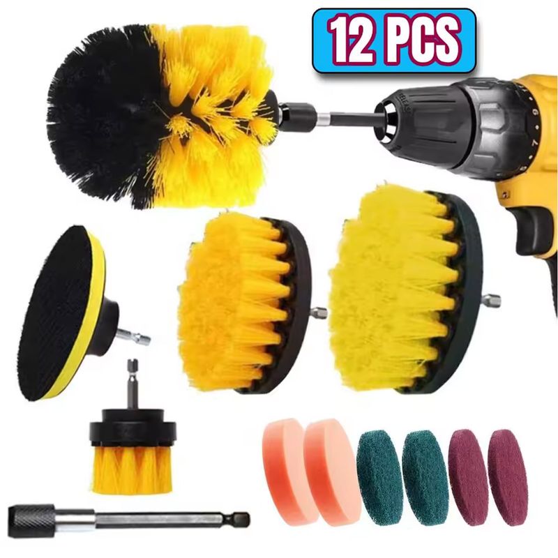 GENERICO - Set de Cepillos Limpieza Multiusos 12 Piezas Taladro