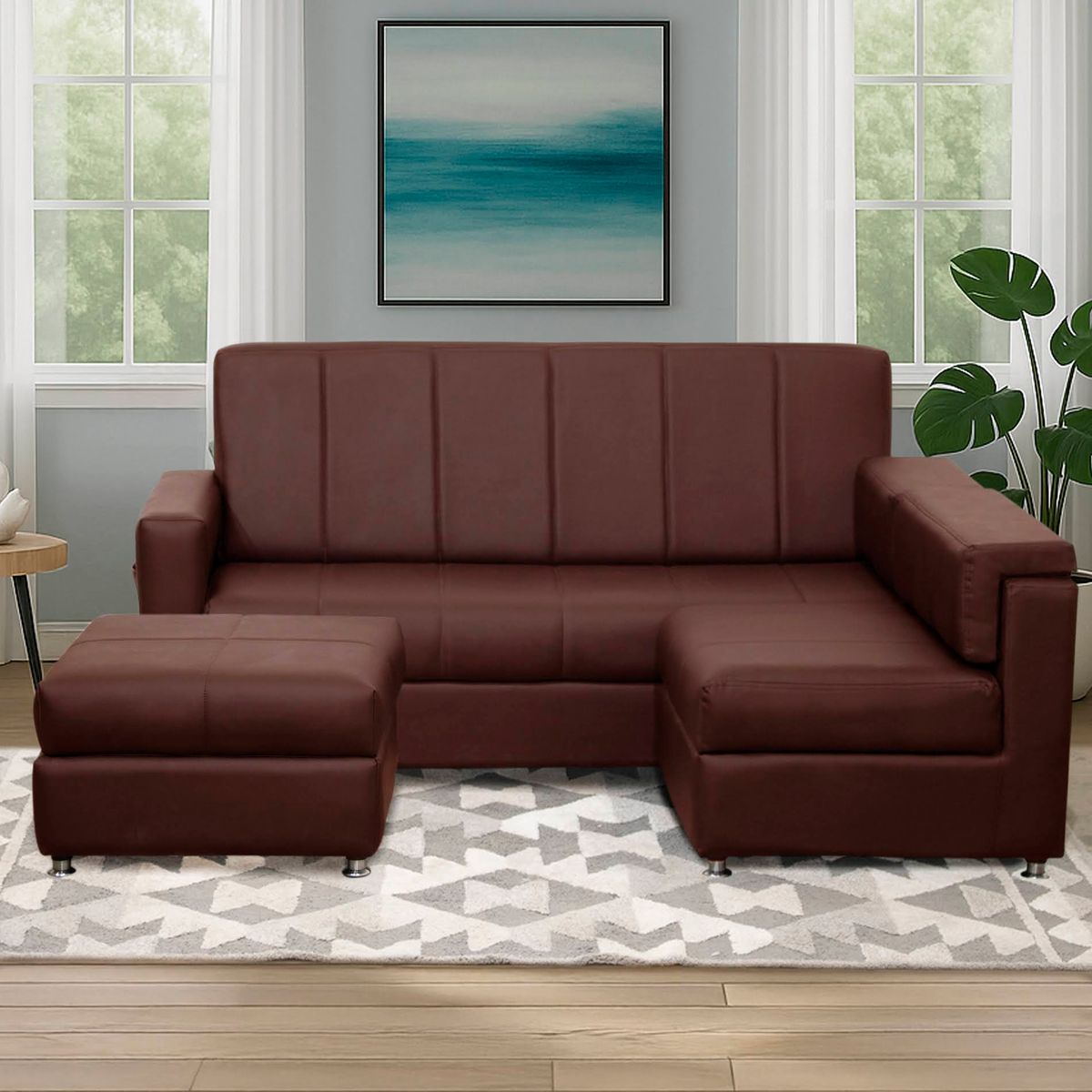 GENERICO - Juego de Sala Arrecife Sintético Café 5 Puestos Amaika