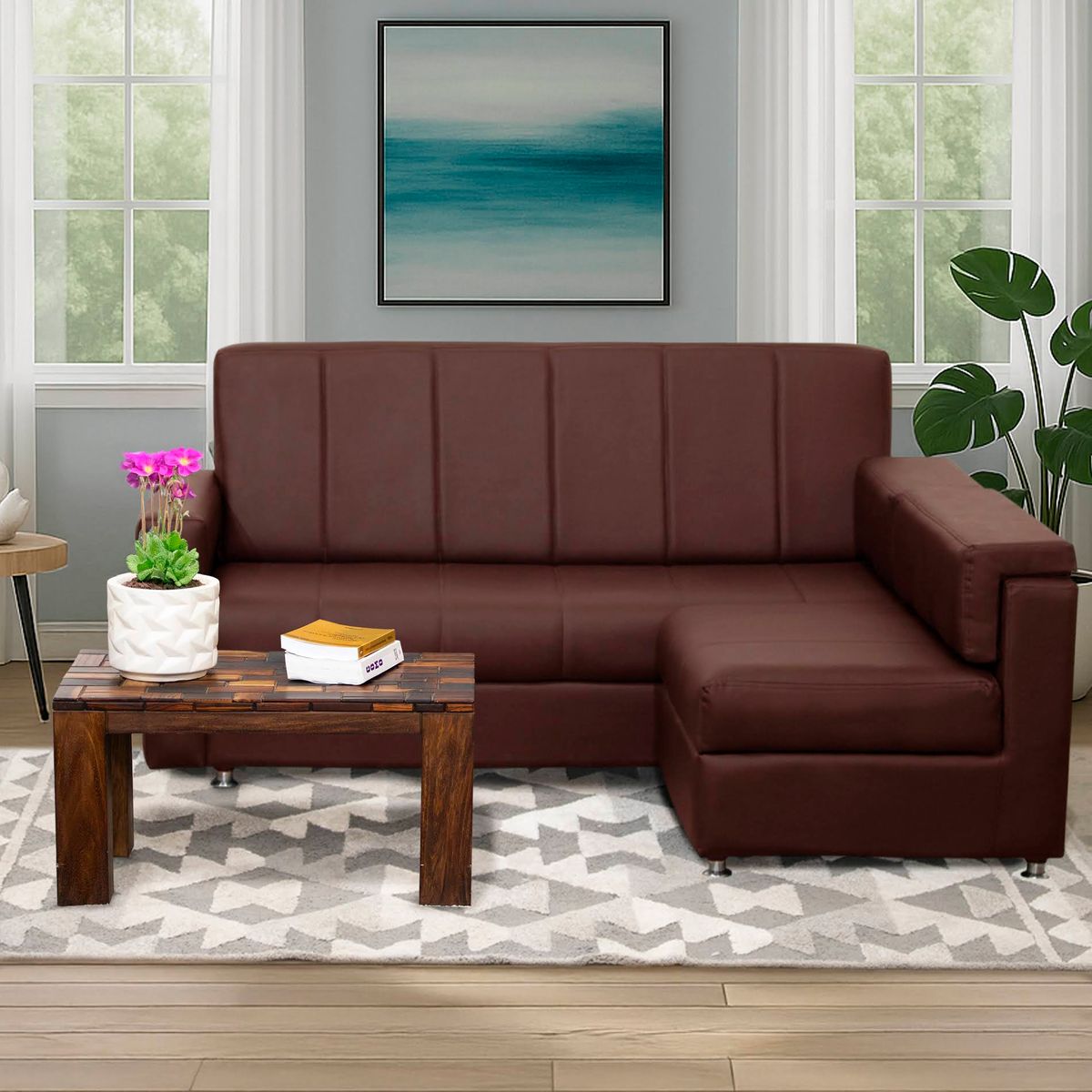 GENERICO - Juego de Sala Arrecife Sintético Café 5 Puestos Amaika