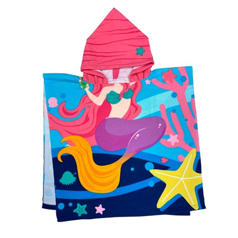 TELARY - TOALLA INFANTIL TIPO PONCHO SIRENA
