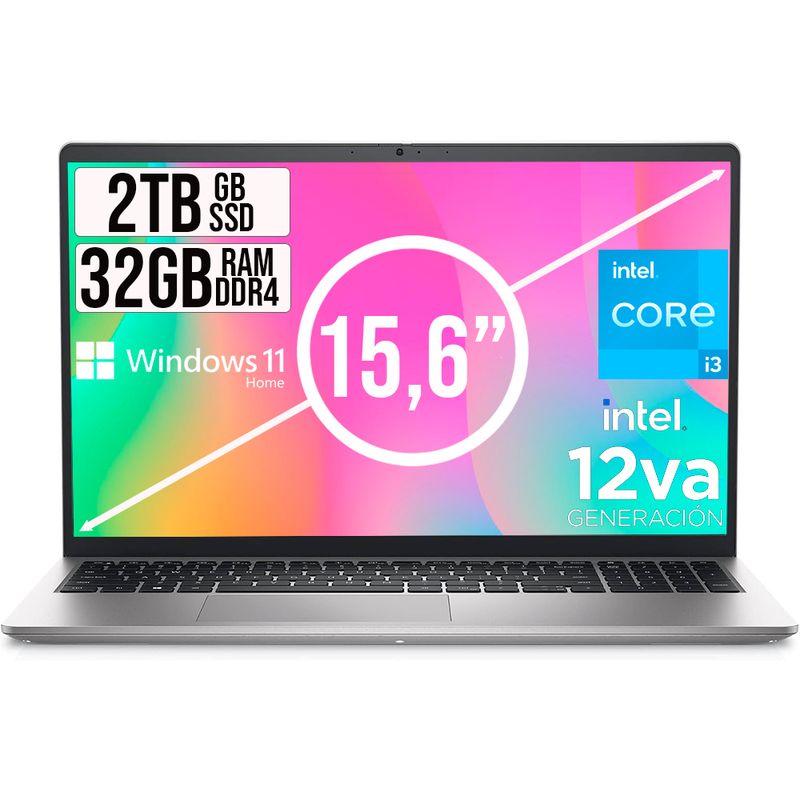 DELL - Portátil Dell Inspiron 15 Intel Core i3 1215U 32GB RAM 2TB SSD Windows 11 Home