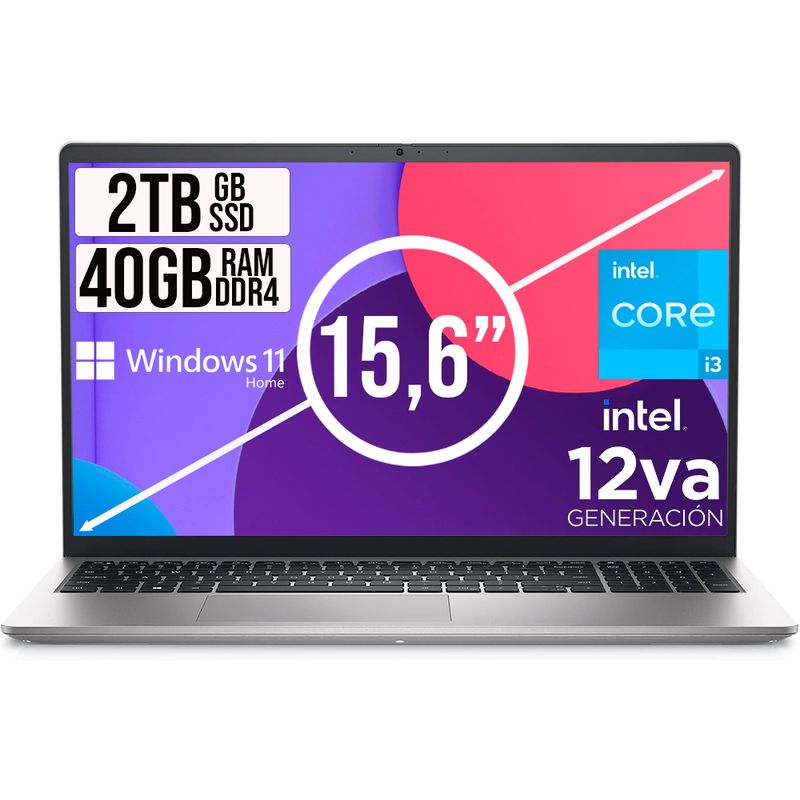 DELL - Portátil Dell Inspiron 15 Intel Core i3 1215U 2TB SSD 40GB RAM Windows 11 Home
