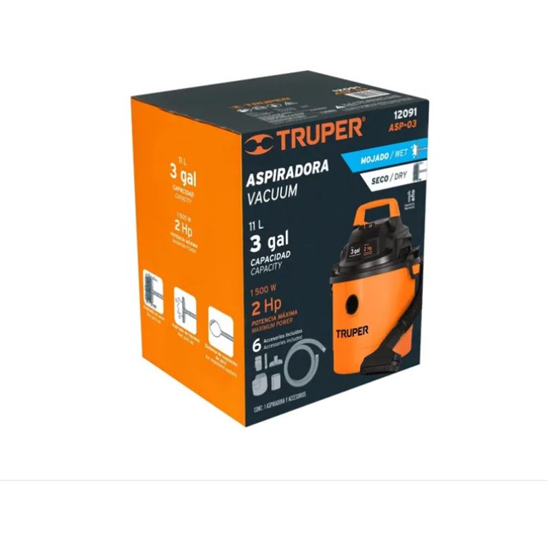 TRUPER - Aspiradora De Solidos y Liquidos 3 Galones/11 Litros Truper