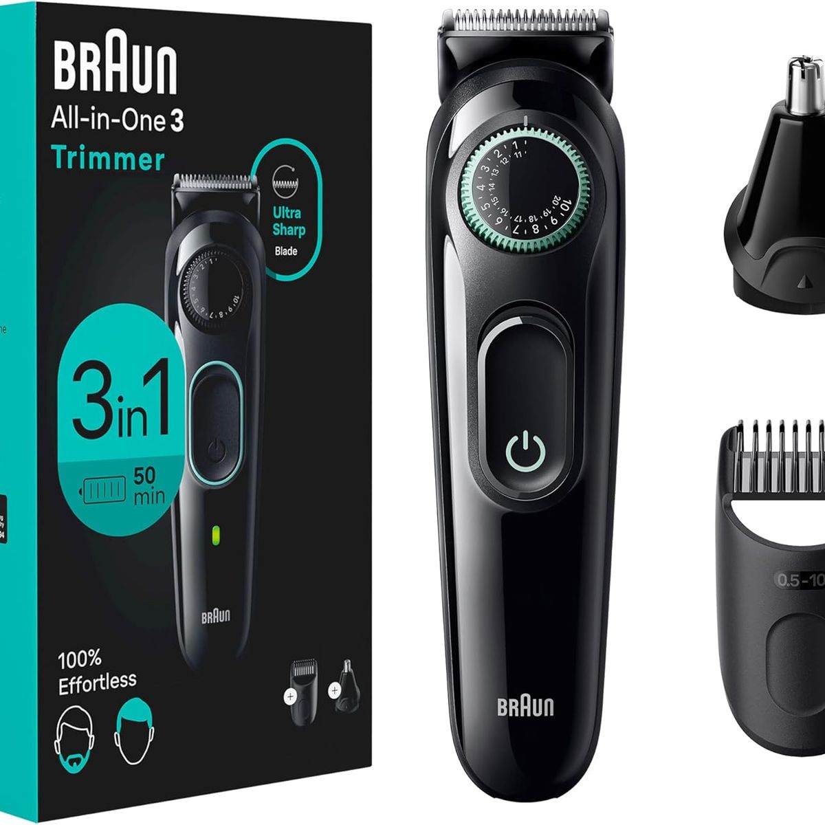BRAUN - Maquina Afeitadora Braun Recortador All In One 3 Barba Orejas Y Nariz