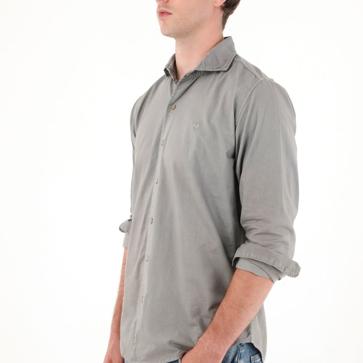 TENNIS - Camisa manga larga gris para hombre