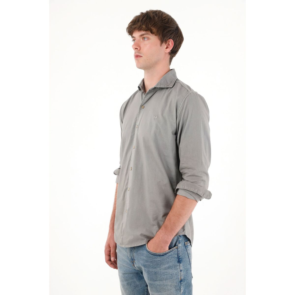 TENNIS - Camisa manga larga gris para hombre