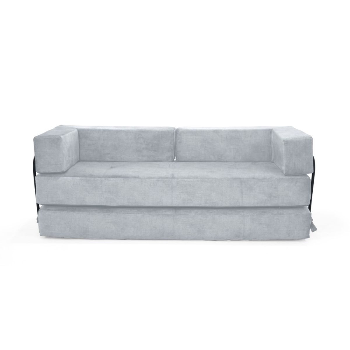 VENECIA - Sofa Cama 3 En 1 Nablus 196x73x68 Brazos Moviles Plata