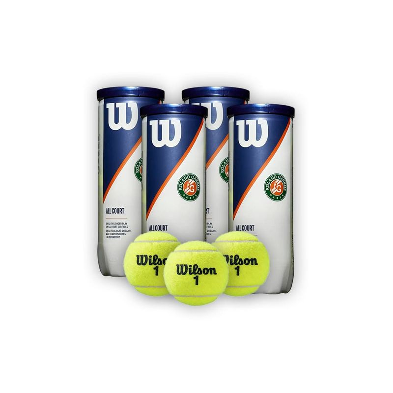 WILSON - Combo 4 Tarros Pelotas de Tenis Wilson Roland Garros X3P