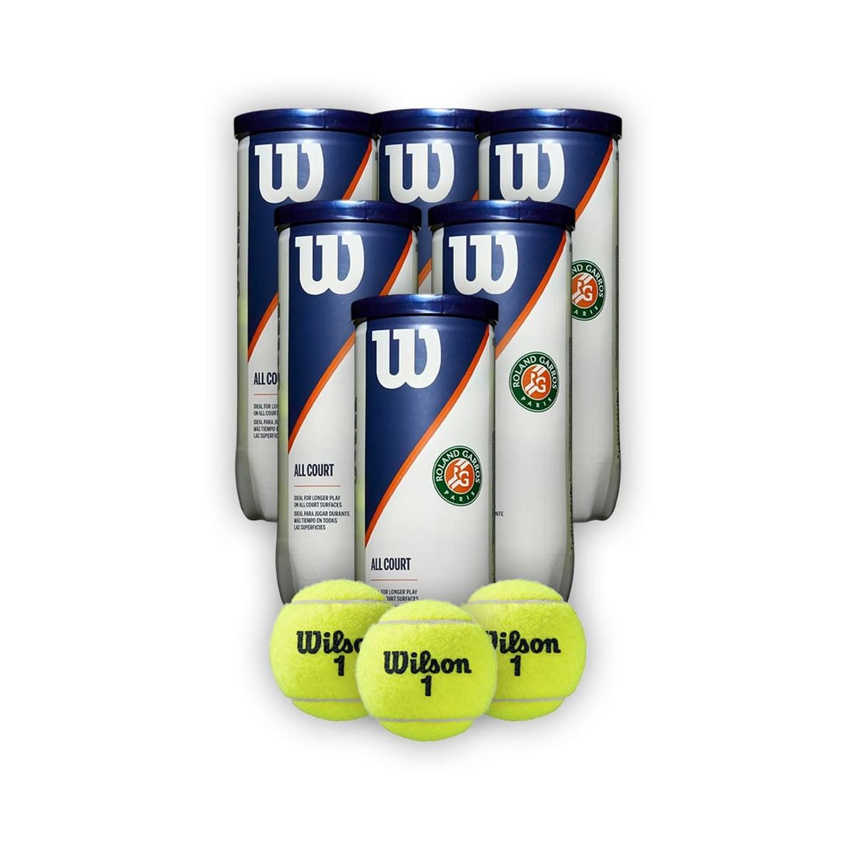 WILSON - Combo 6 Tarros Pelotas de Tenis Wilson Roland Garros X3P