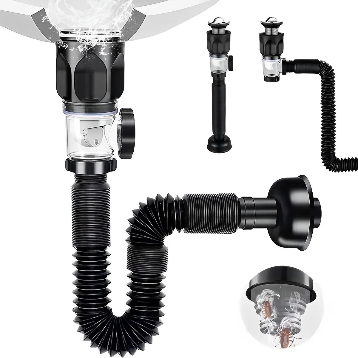 MILOPTS - Kit Desagüe Lavamanos Push Flexible Universal para Baño