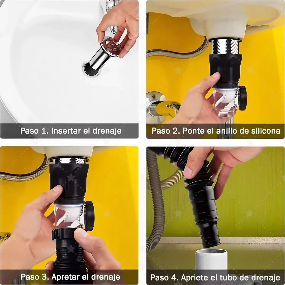 MILOPTS - Kit Desagüe Lavamanos Push Flexible Universal para Baño