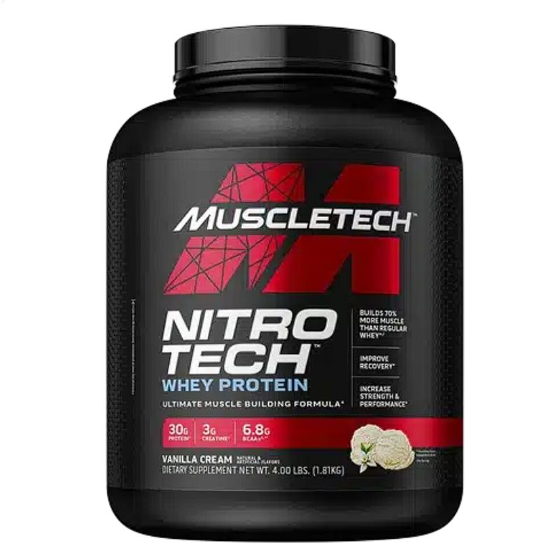 MUSCLETECH - Proteína Nitro-Tech Whey Protein de 4 libras de Muscletech Vainilla