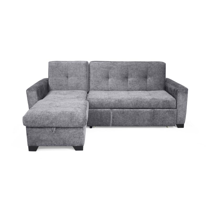 VENECIA - Sofá Cama en L Atlas 220×160 cm Con Baúl Derecho Gris
