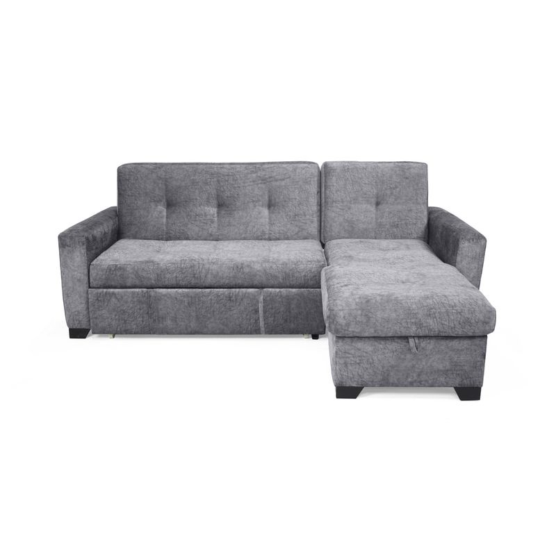 VENECIA - Sofá Cama en L Atlas 220×160x92 Con Baúl Izquierdo Gris