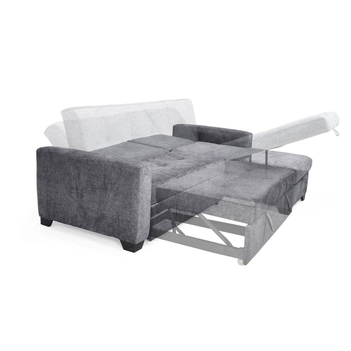 VENECIA - Sofá Cama en L Atlas 220×160x92 Con Baúl Izquierdo Gris