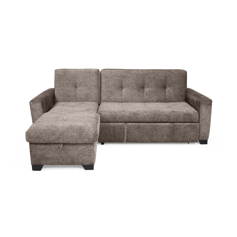 VENECIA - Sofá Cama en L Atlas 220×160x92 Con Baúl Derecho Taupe