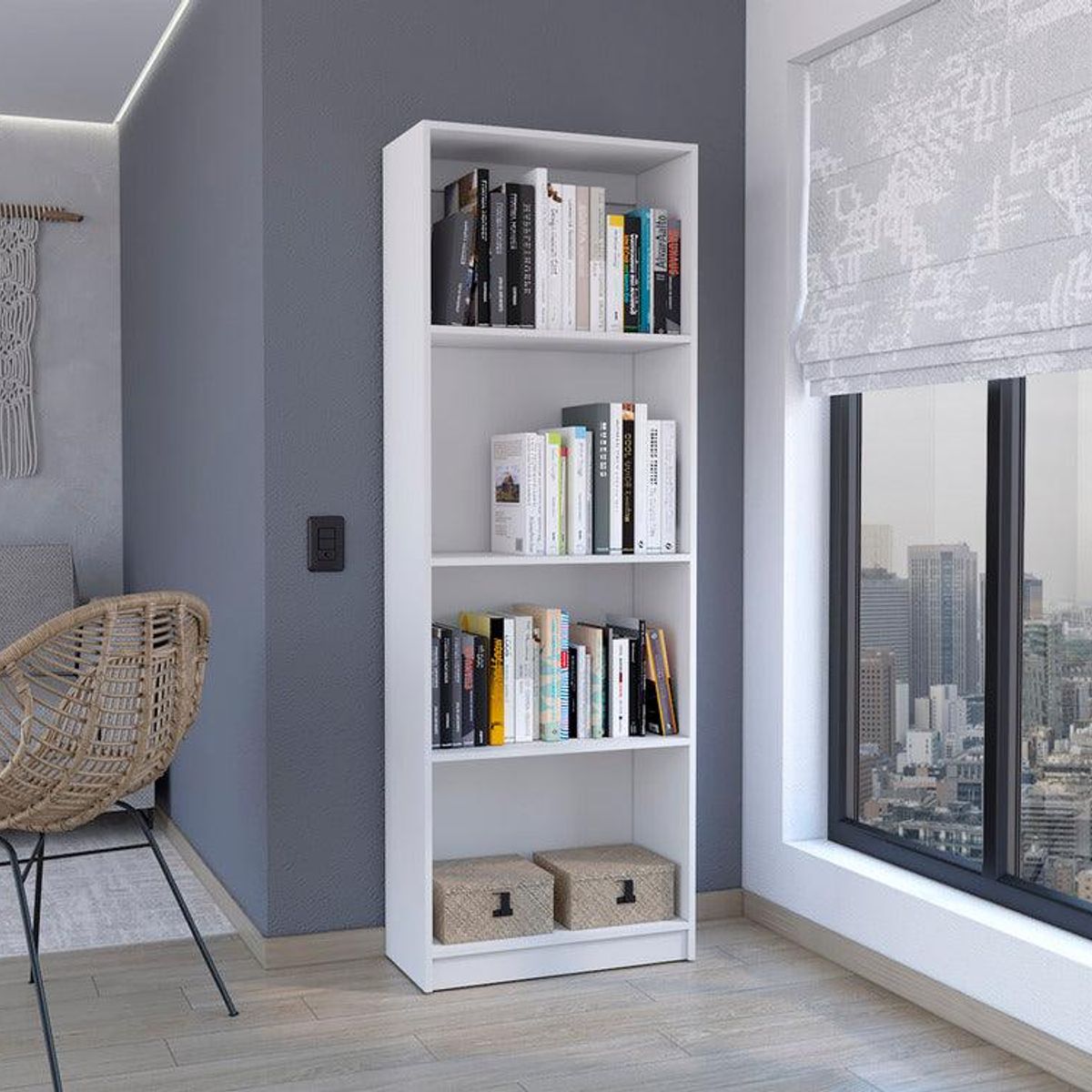 RTA DESIGN - Biblioteca Home Blanco Duqueza con Cuatro Entrepaños