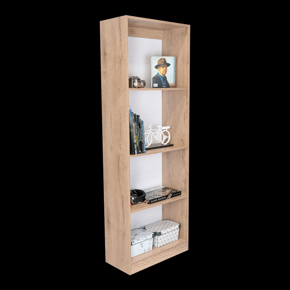 RTA DESIGN - Biblioteca Home Macadamia y Blanco Duqueza con Cuatro Entrepaños