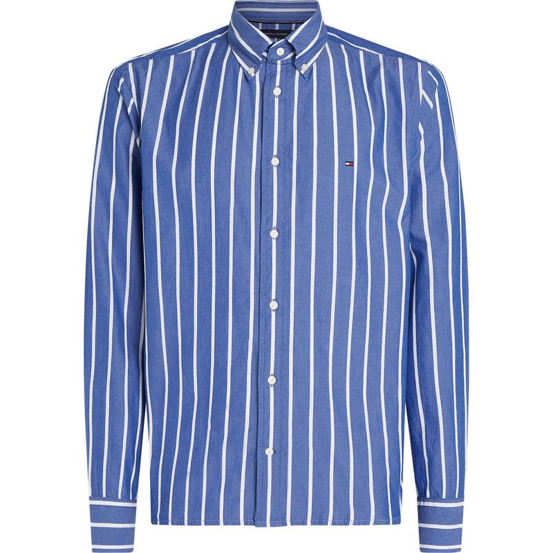 TOMMY HILFIGER - Camiseta azul Poplin con Diseño de Rayas Tommy Hilfiger