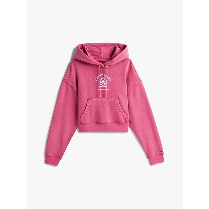 TOMMY HILFIGER - Buzo  Rosa holgado con capota y escudo Tommy Jeans