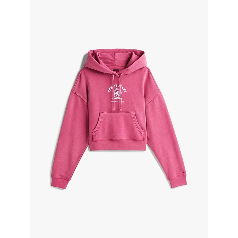 TOMMY HILFIGER - Buzo  Rosa holgado con capota y escudo Tommy Jeans
