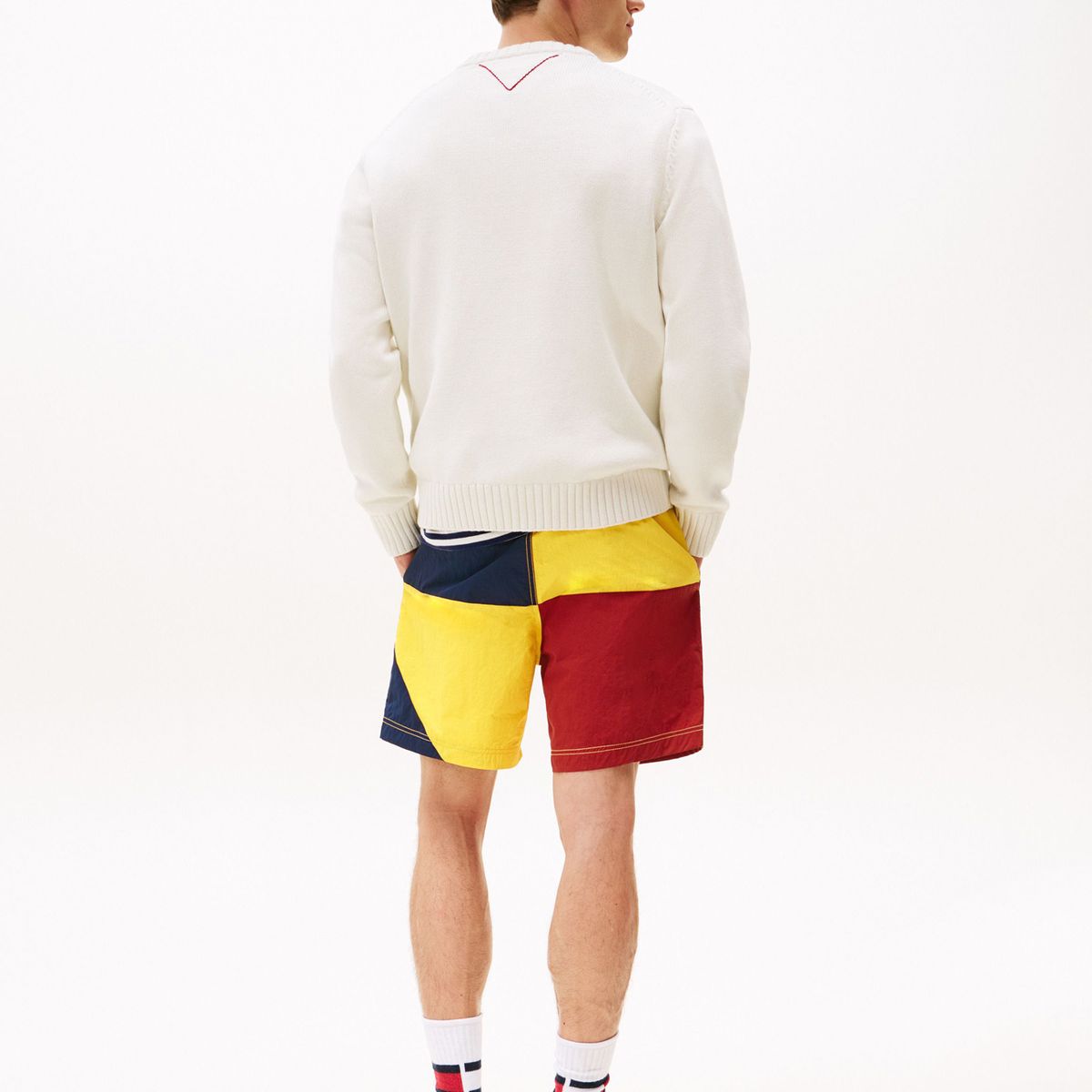 TOMMY HILFIGER - Saco blanco Hilfiger elástico con logo en intarsia Tommy Hilfiger