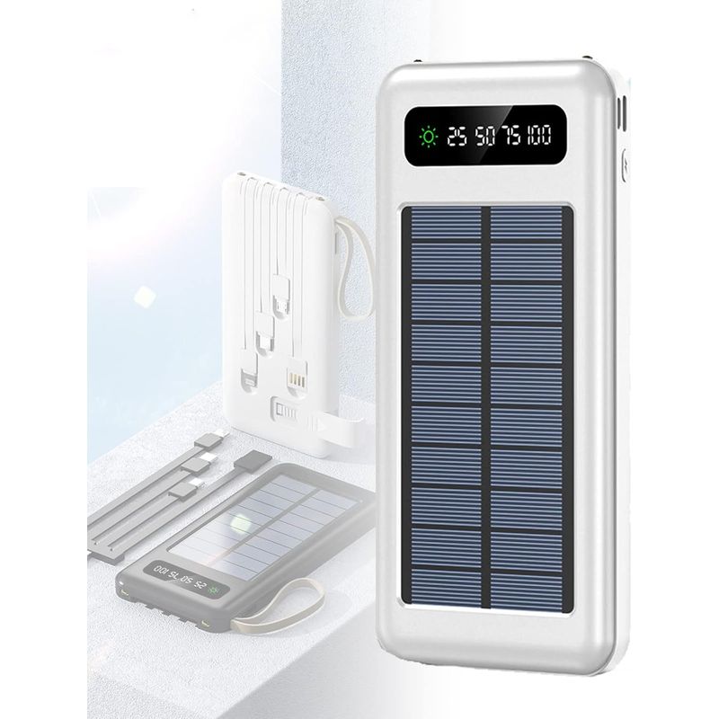MILOPTS - Cargador Power Bank Portatil Carga Solar 50000 mAh BLANCO