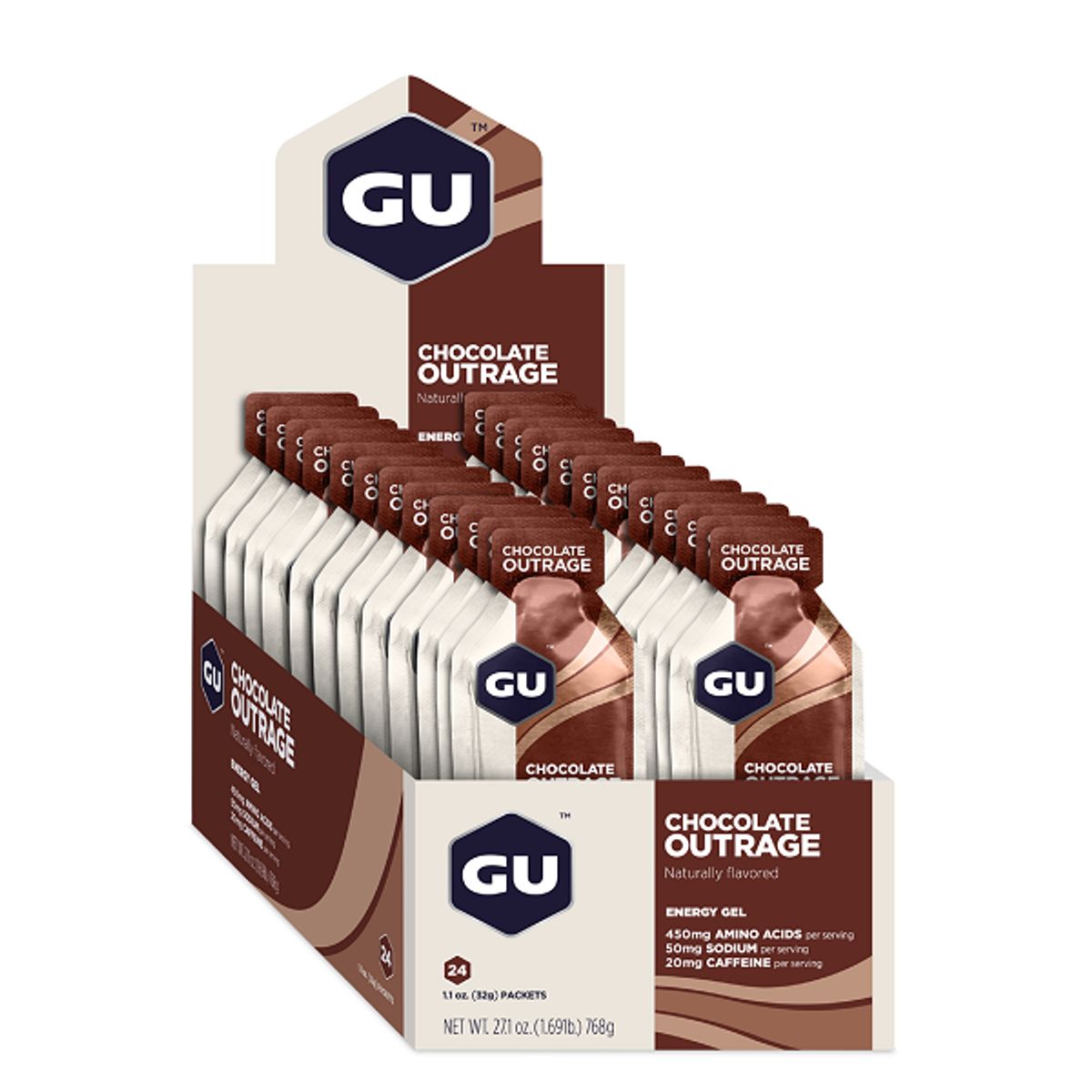 GU - Gel energizante x 24 unidades Chocolate con cafeína 20 mg