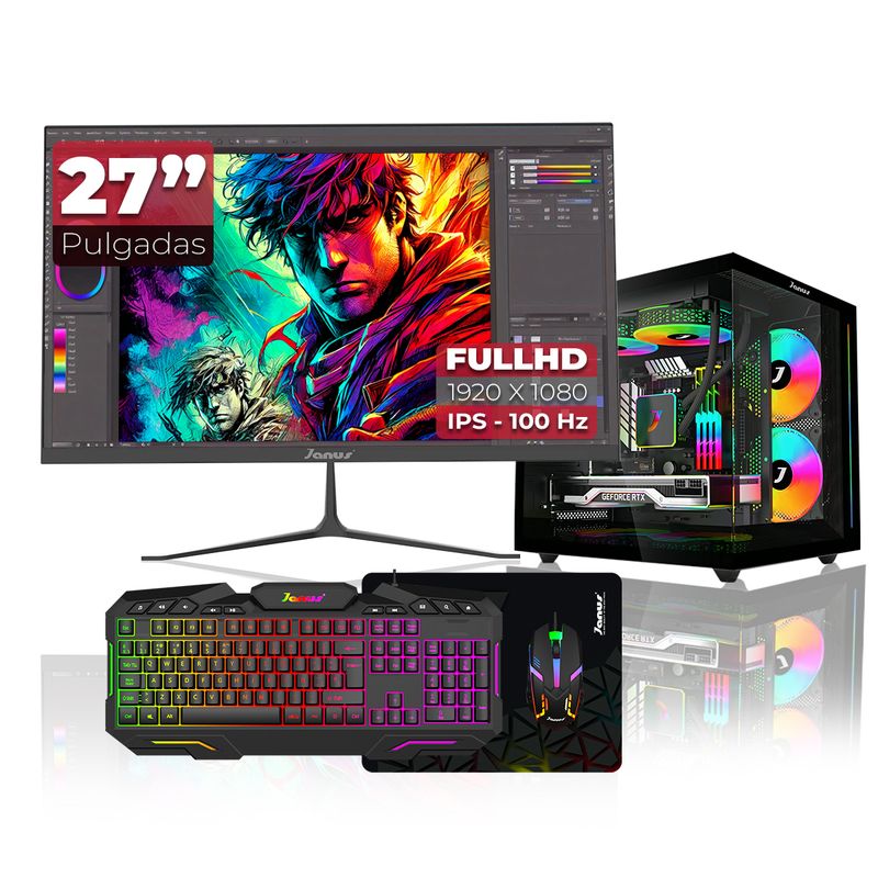 JANUS - Computador Gamer Ryzen 5 5600GT RAM 16GB SSD 512GB Monitor 27 Pulgadas 100Hz
