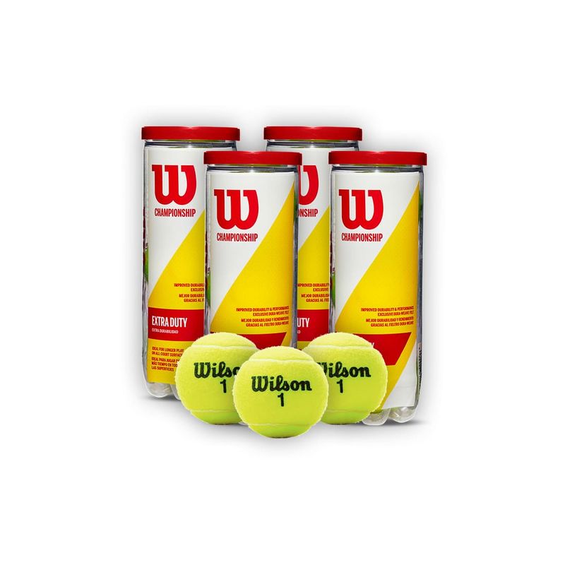 WILSON - Combo 4 Tarros Pelotas de Tenis Wilson Championship Extra Duty X3P