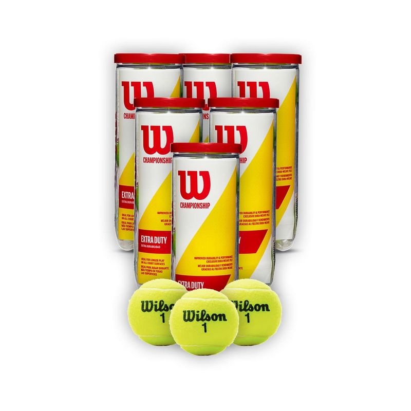 WILSON - Combo 6 Tarros Pelotas de Tenis Wilson Championship Extra Duty X3P