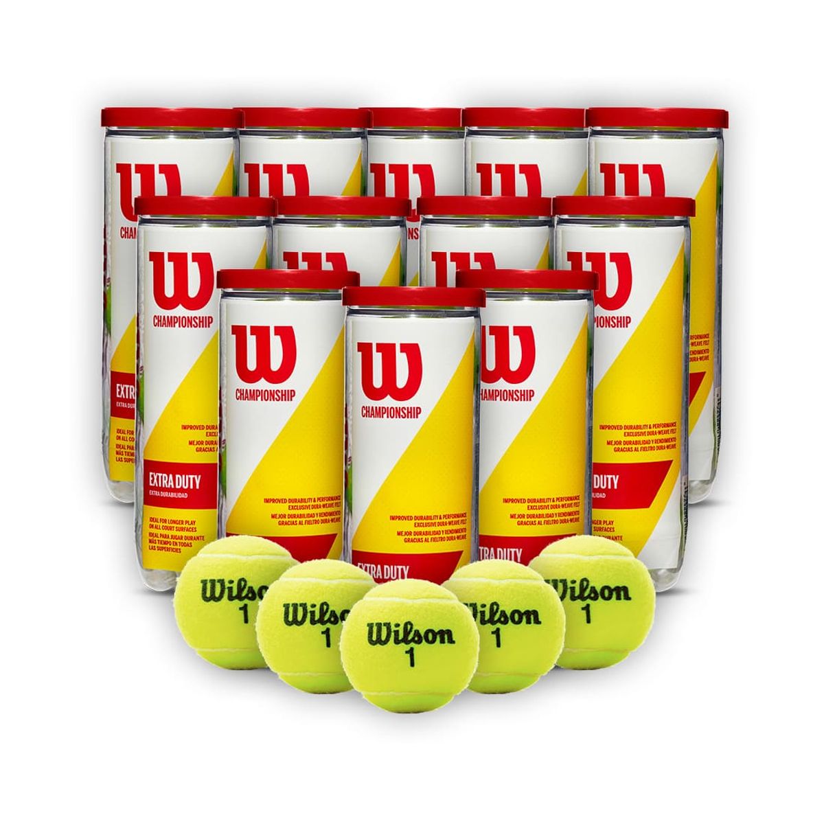 WILSON - Combo 12 Tarros Pelotas de Tenis Wilson Championship Extra Duty X3P