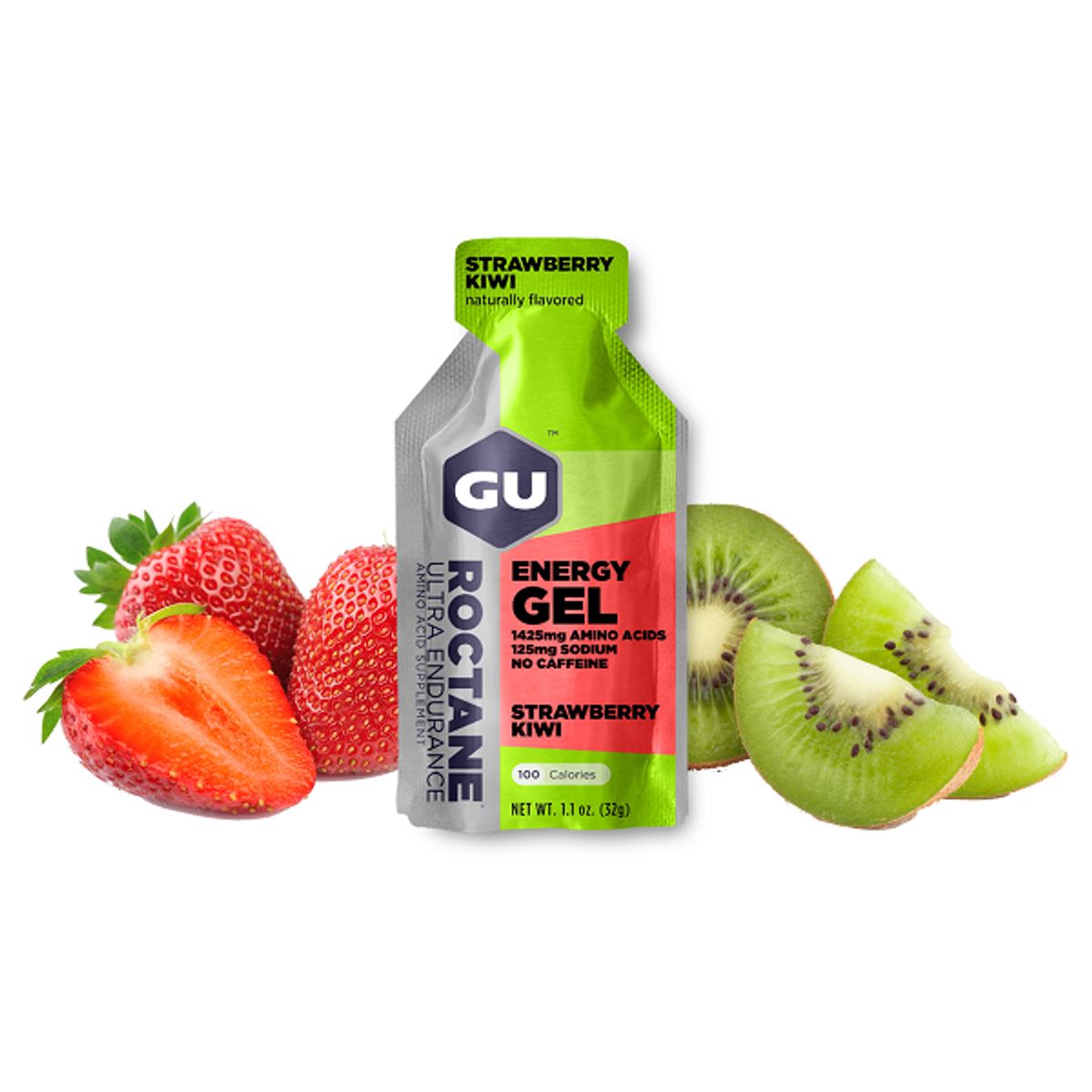 GU - Gel Roctane Fresa Kiwi sin cafeína Marca GU caja x 24 unidades