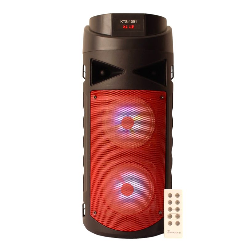 GENERICO - Parlante Recargable Rojo Con Luces Led