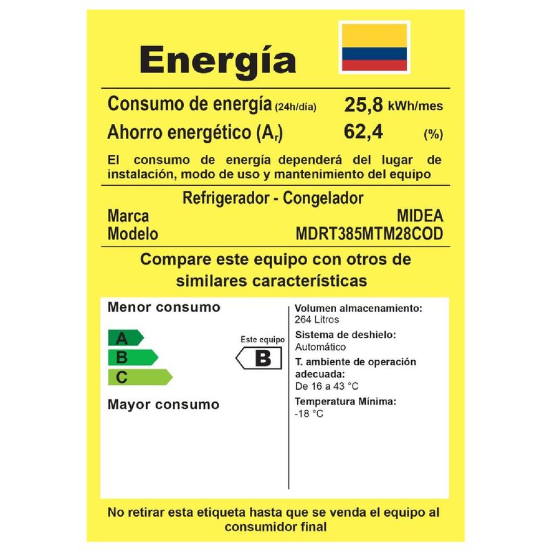 MIDEA - Nevera Midea No Frost Inverter 266 Lts. Netos Jet Black MDRT385MTM28COD