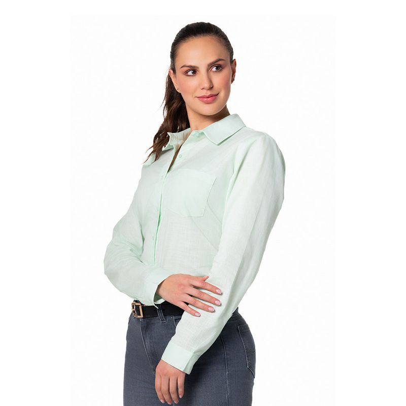 LEC LEE - Blusa con Cuello Camisero para Mujer VerdeXL