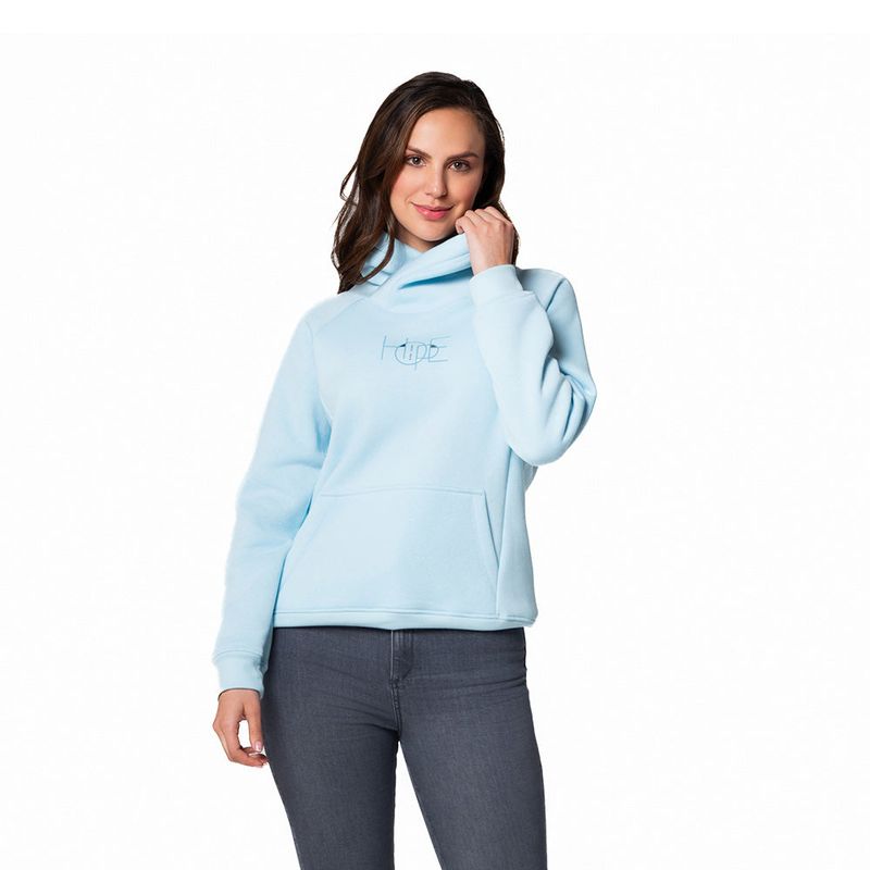 LEC LEE - Buzo cerrado con cuello alto cruzado - Azul Celeste XL
